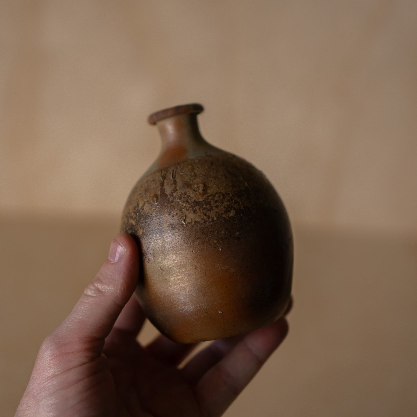 Vintage Japanese Bizen Ceramic Tokkuri Sake Bottle or Vase