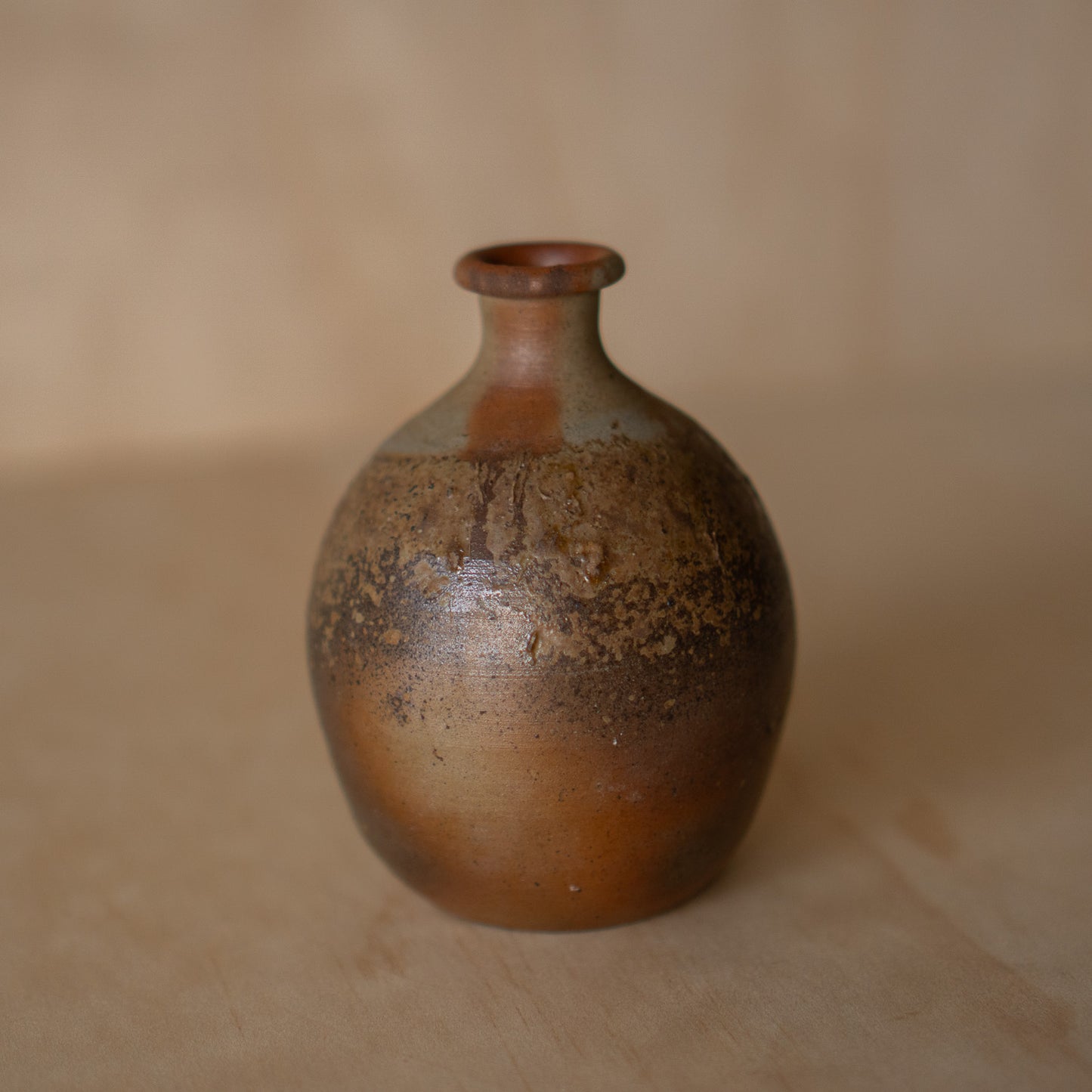 Vintage Japanese Bizen Ceramic Tokkuri Sake Bottle or Vase
