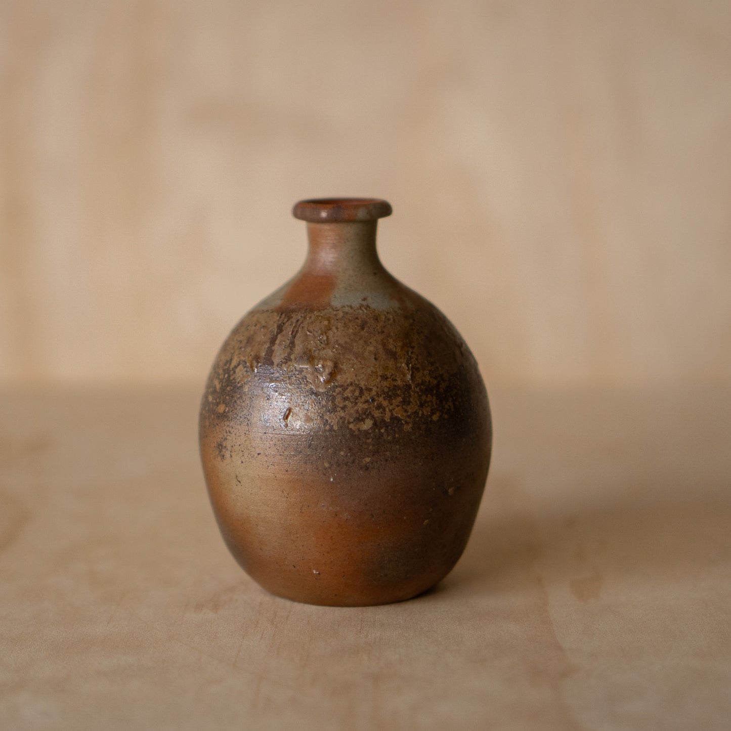 Vintage Japanese Bizen Ceramic Tokkuri Sake Bottle or Vase