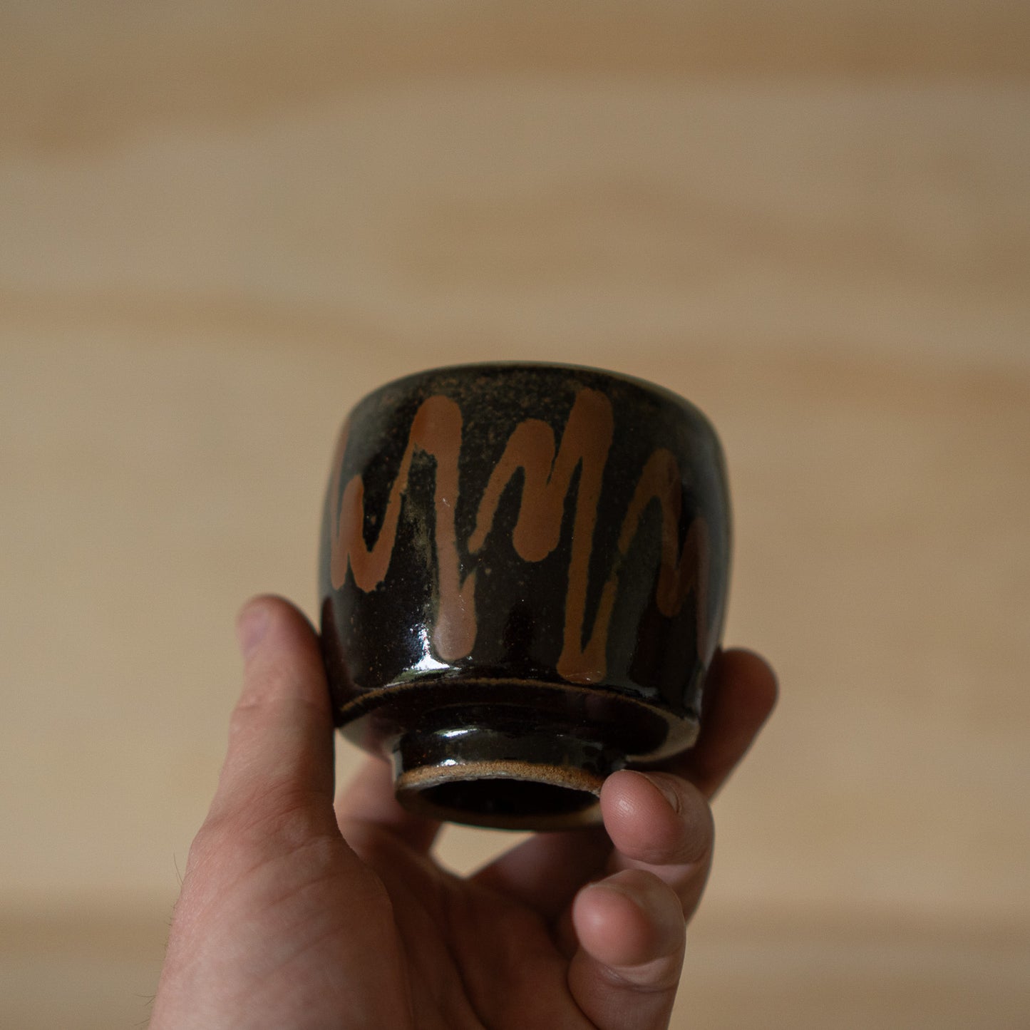 Vintage Japanese Tenmoku glazed Mashiko ware Tea cup - Shoji Hamada Style