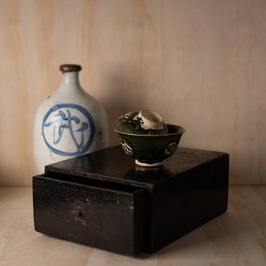 Antique Meiji period Japanese Black lacquer Medicine box