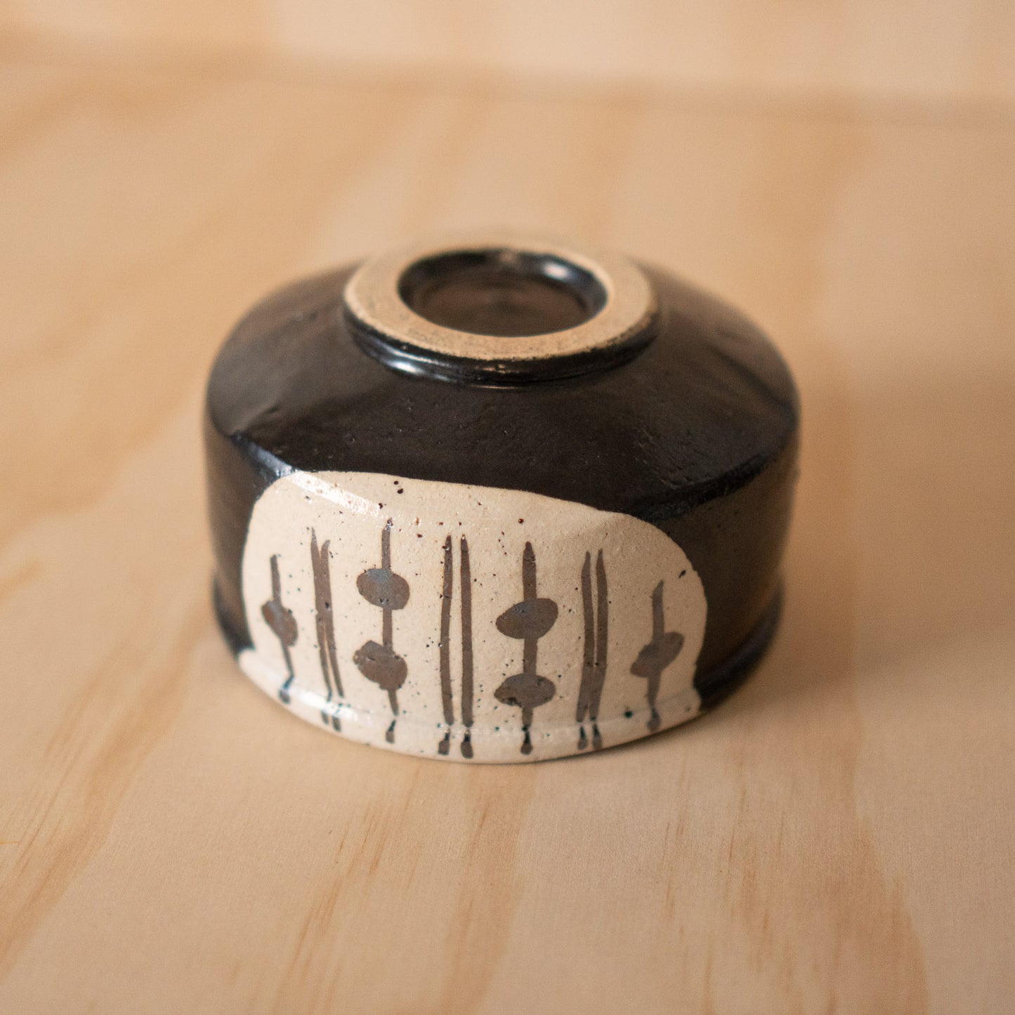 Japanese Ceramic Black Oribe Chawan Matcha Bowl