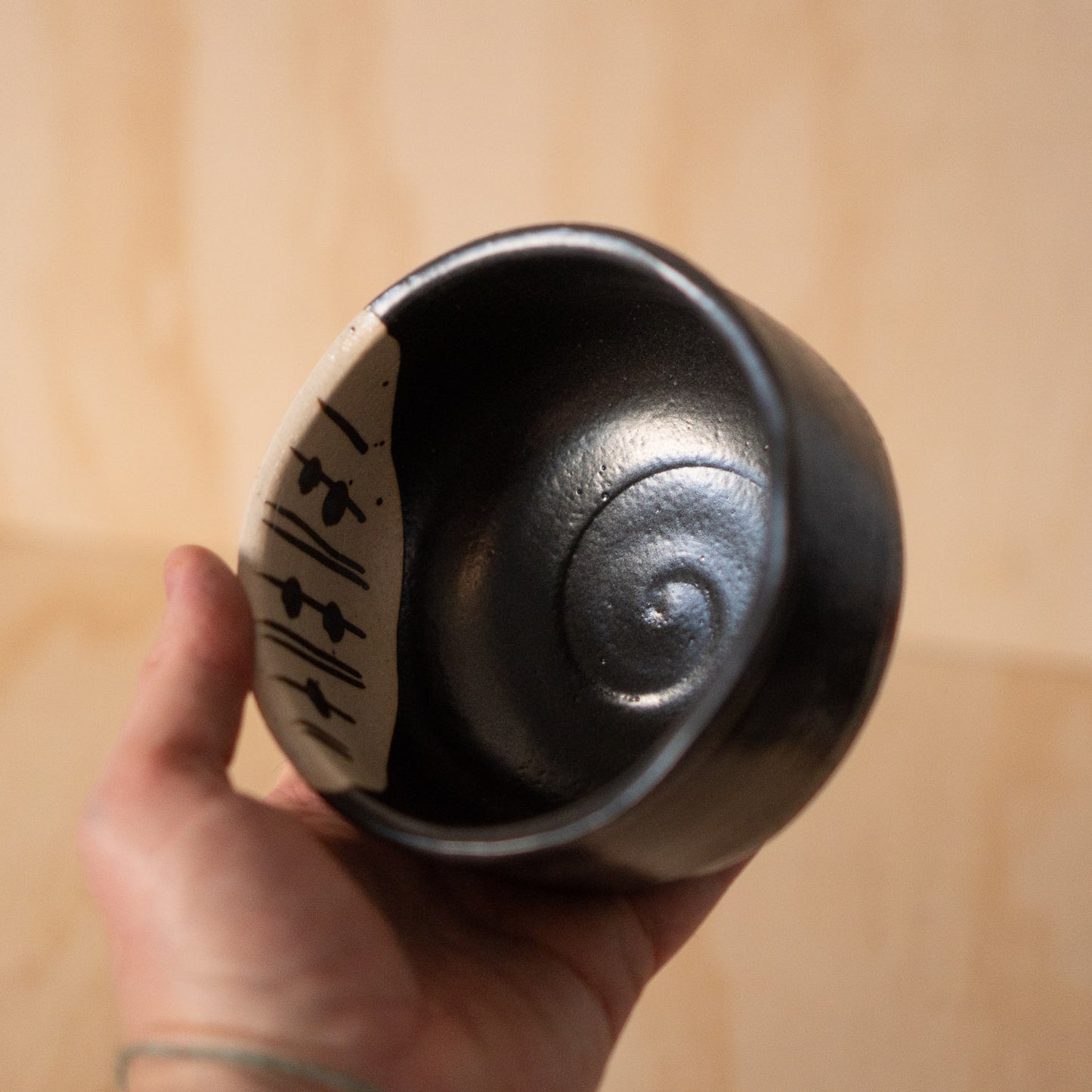 Japanese Ceramic Black Oribe Chawan Matcha Bowl