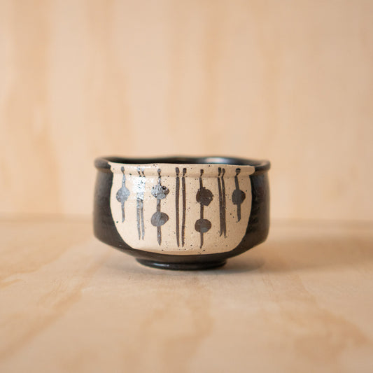 Japanese Ceramic Black Oribe Chawan Matcha Bowl