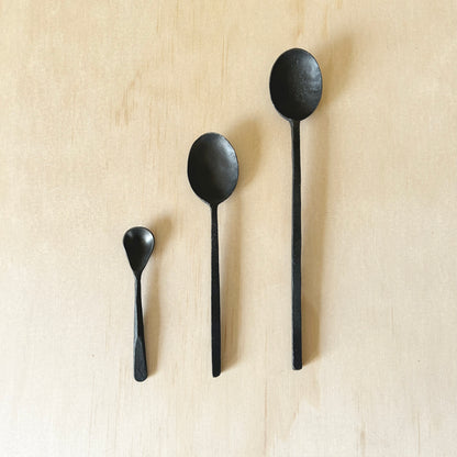 Hand forged Wabi Sabi Iron Small Salt Spoon