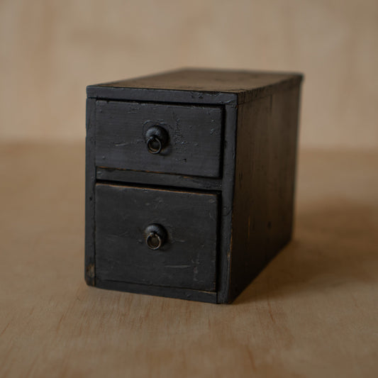 Antique Japanese Small 2 drawer box black lacquer ko-bako
