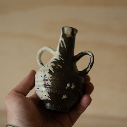 Vintage Japanese Black and White Splash Vase