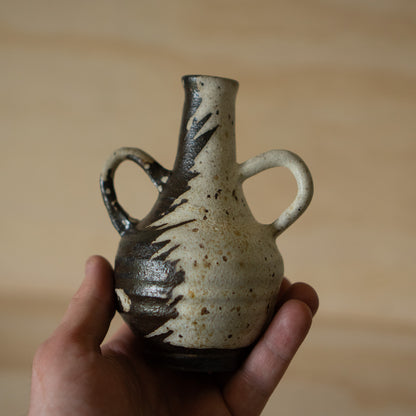 Vintage Japanese Black and White Splash Vase