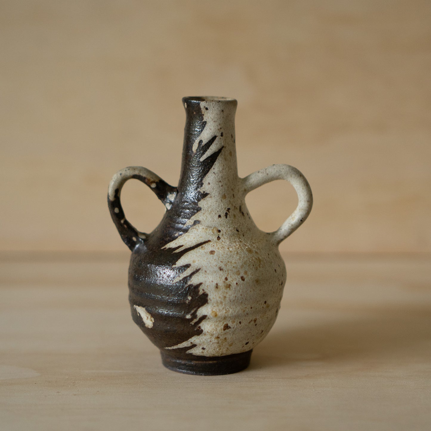 Vintage Japanese Black and White Splash Vase