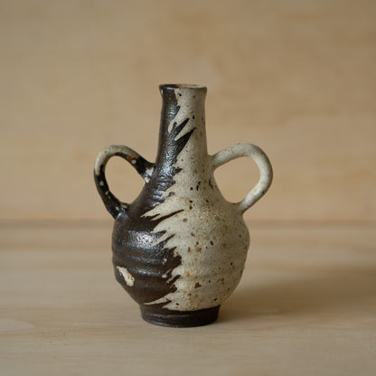 Vintage Japanese Black and White Splash Vase