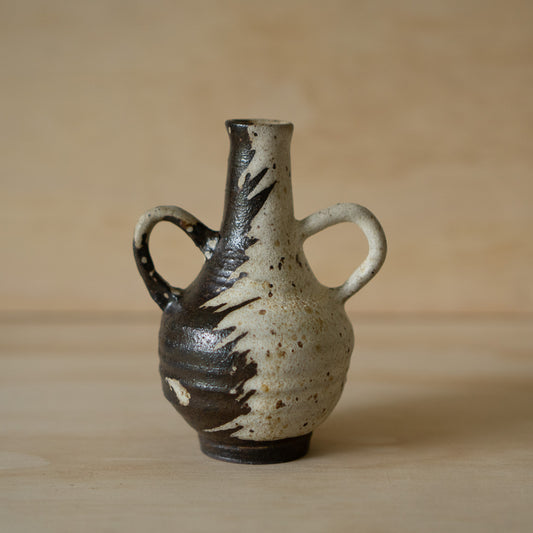 Vintage Japanese Black and White Splash Vase