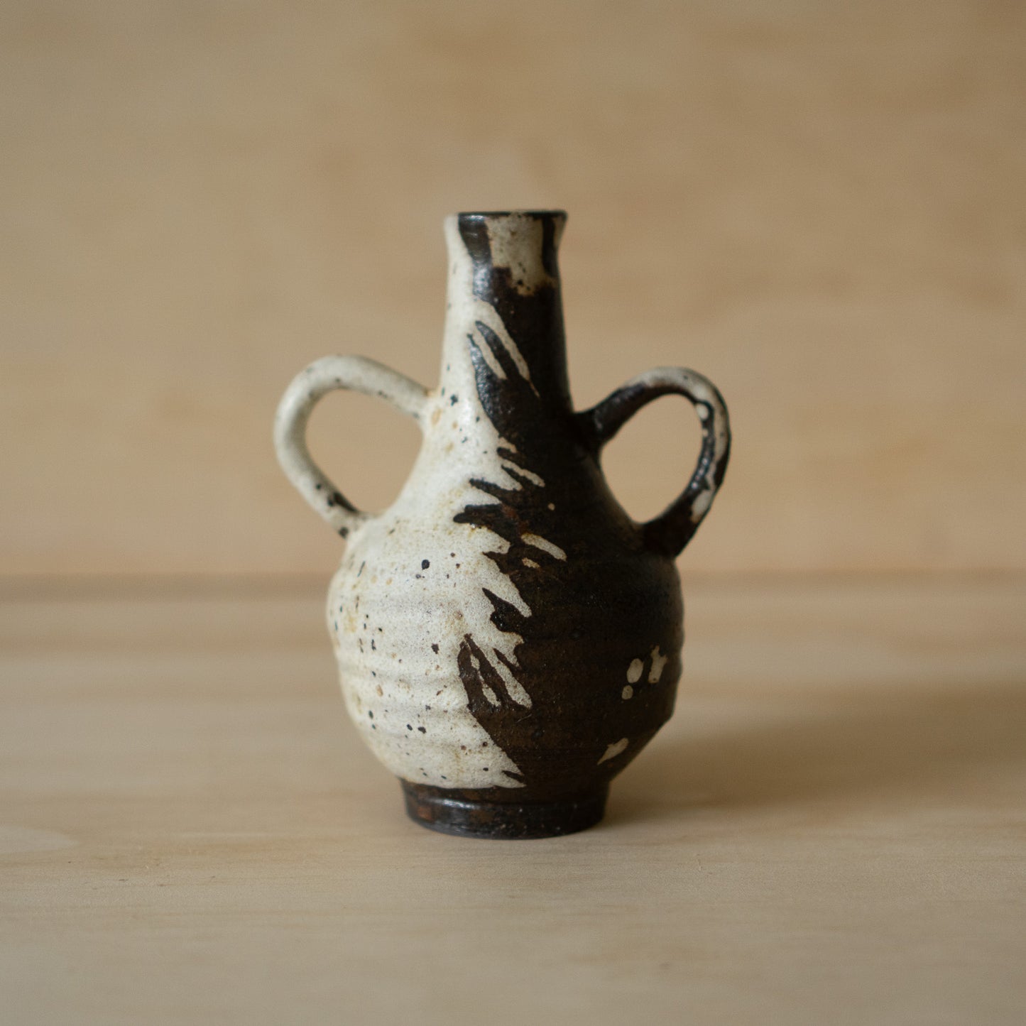 Vintage Japanese Black and White Splash Vase