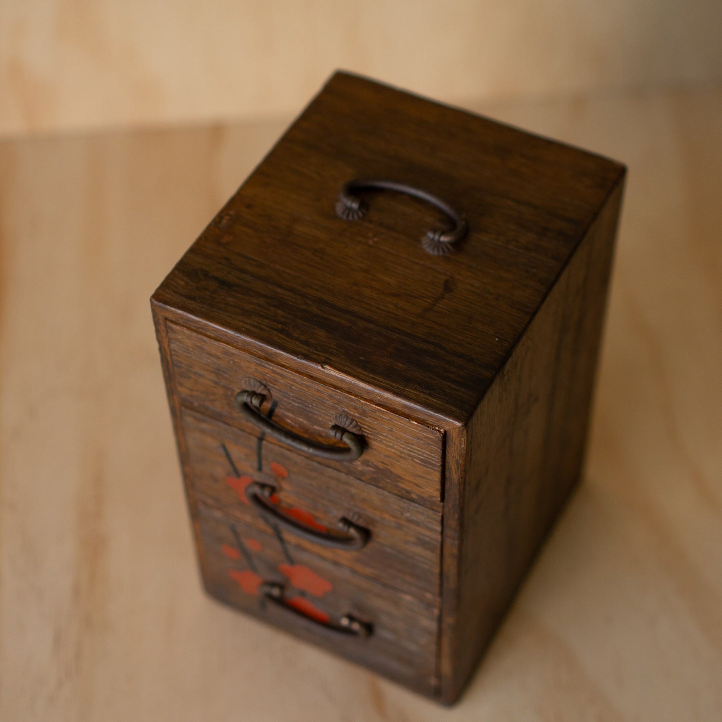 Vintage Japanese 3 drawer jewellery box with Blossom design