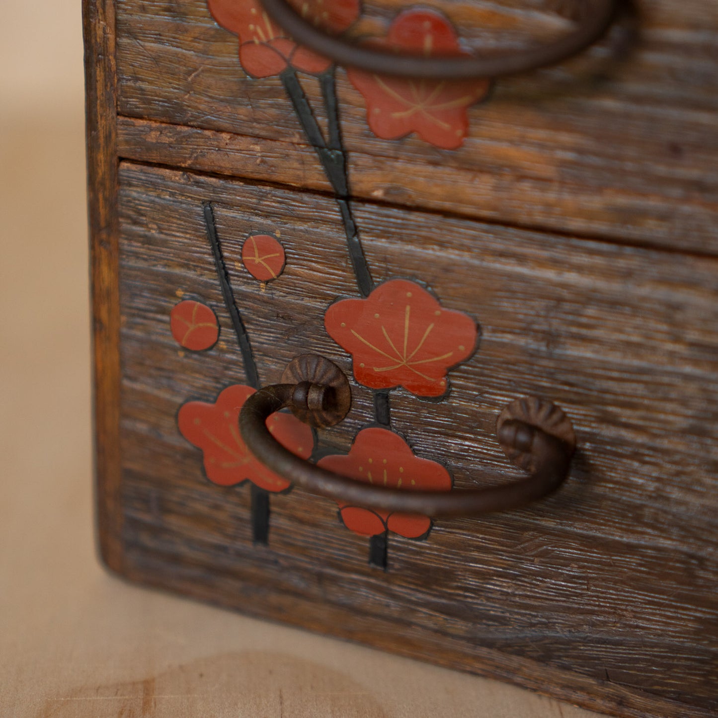 Vintage Japanese 3 drawer jewellery box with Blossom design