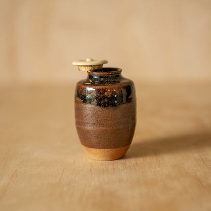 Antique Japanese Tanba ware Ceramic Matcha Tea Container in box