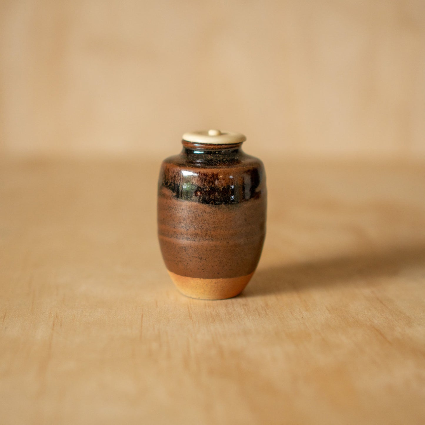 Antique Japanese Tanba ware Ceramic Matcha Tea Container in box