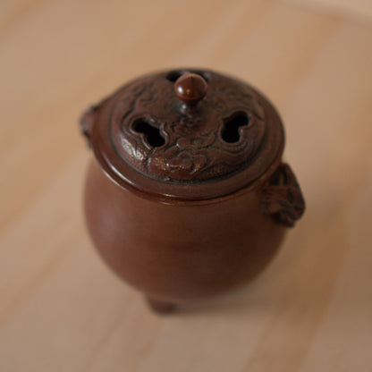 Vintage Japanese Bronze Koro Incense Burner - archaic style