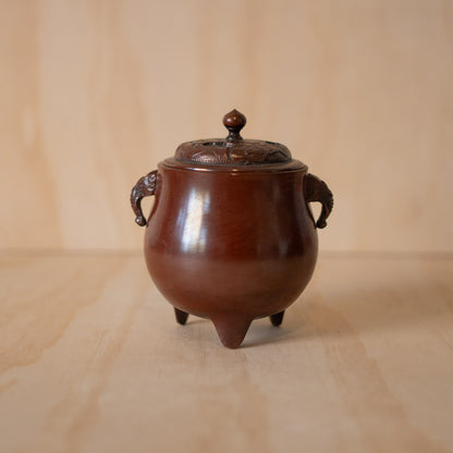 Vintage Japanese Bronze Koro Incense Burner - archaic style