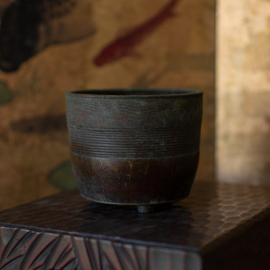 Antique Japanese patinated Bronze Koro Incense Burner