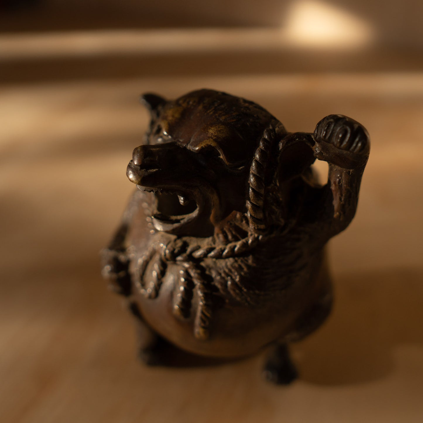 Antique Bronze Tanuki Koro Incense Burner