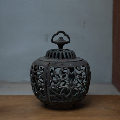 Antique Japanese Bronze Filigree Garden Lantern