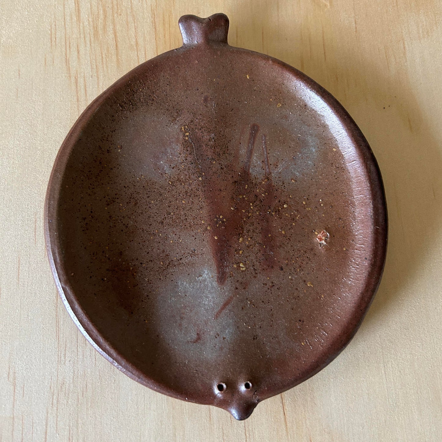 Vintage set of 3 Japanese brown flat fish dishes