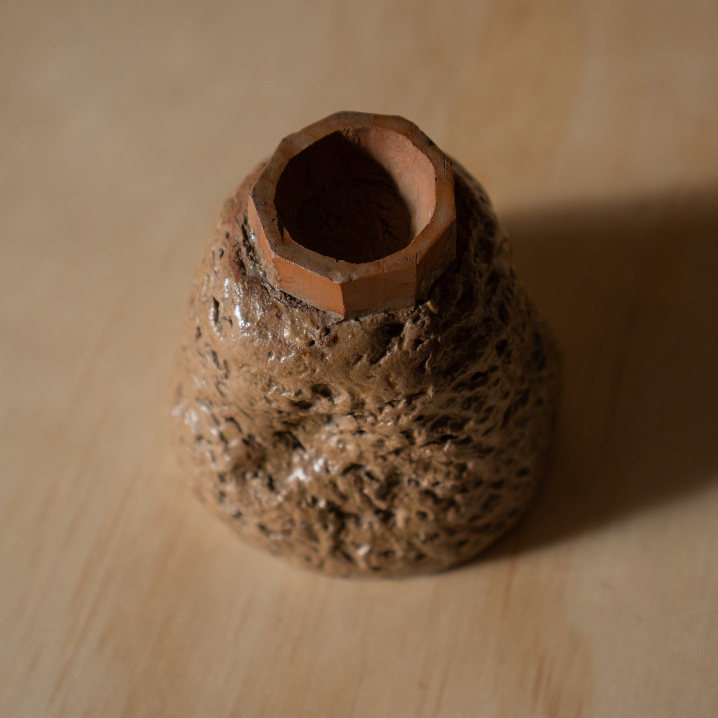 Vintage handmade Japanese Ceramic Yunomi tea cup - Brown Glaze