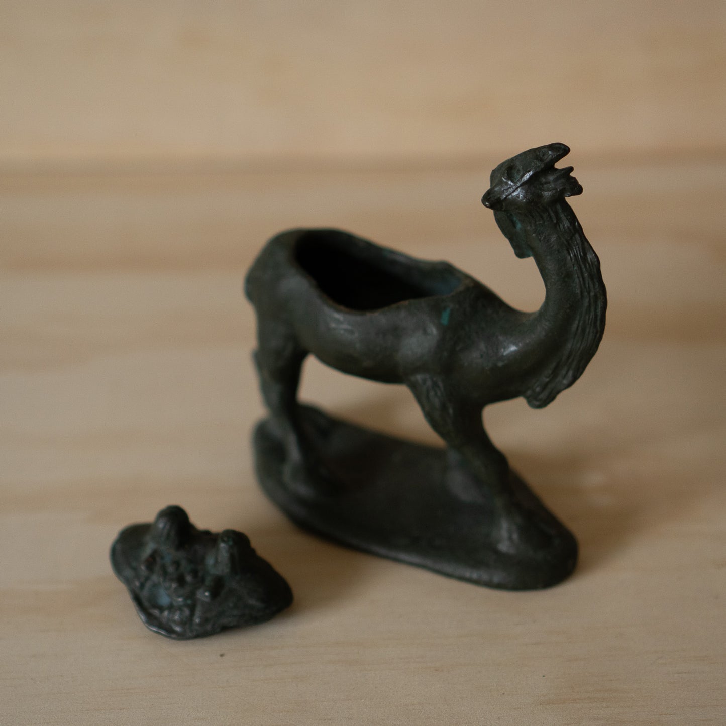 Vintage Cast Iron Japanese Camel shaped Koro incense burner