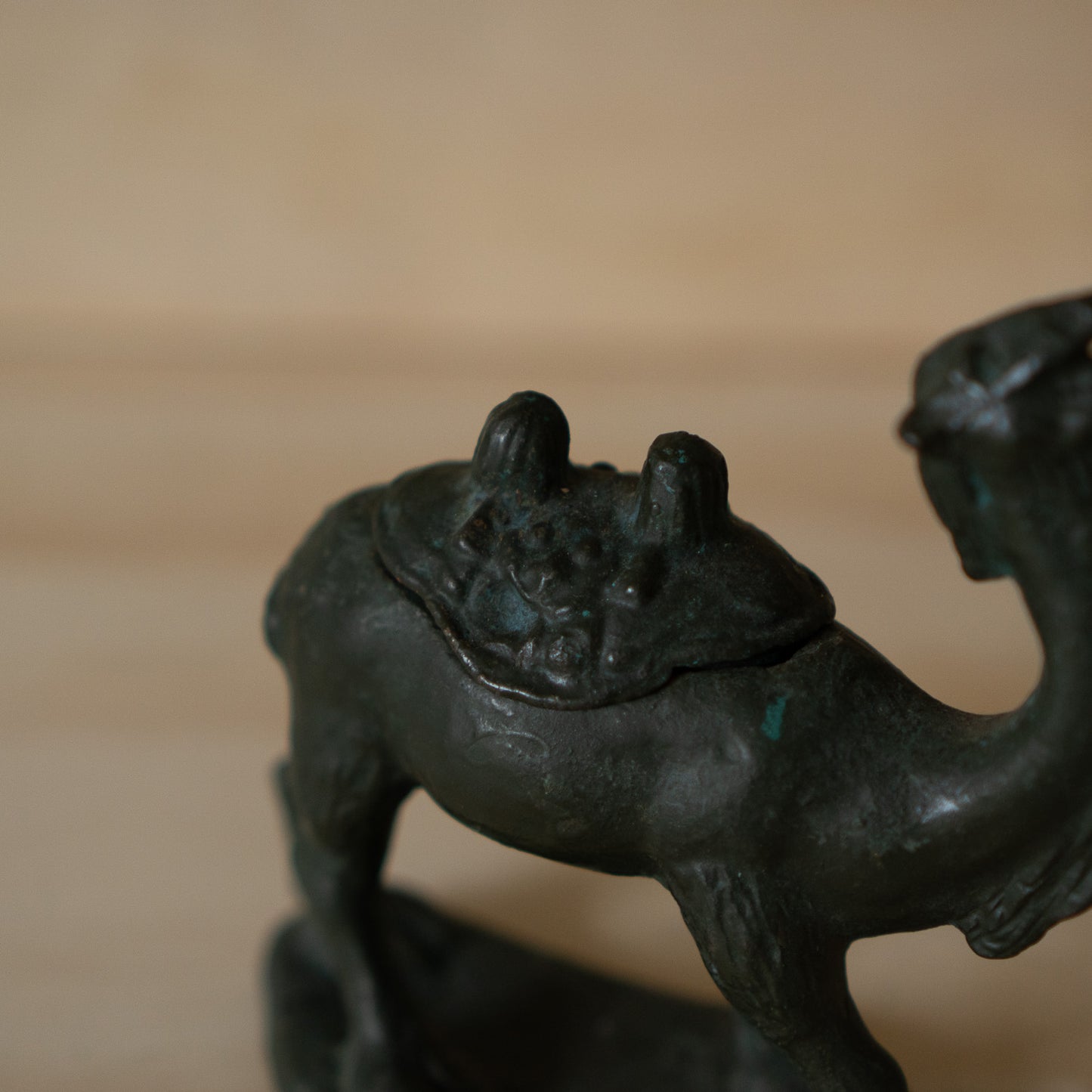 Vintage Cast Iron Japanese Camel shaped Koro incense burner