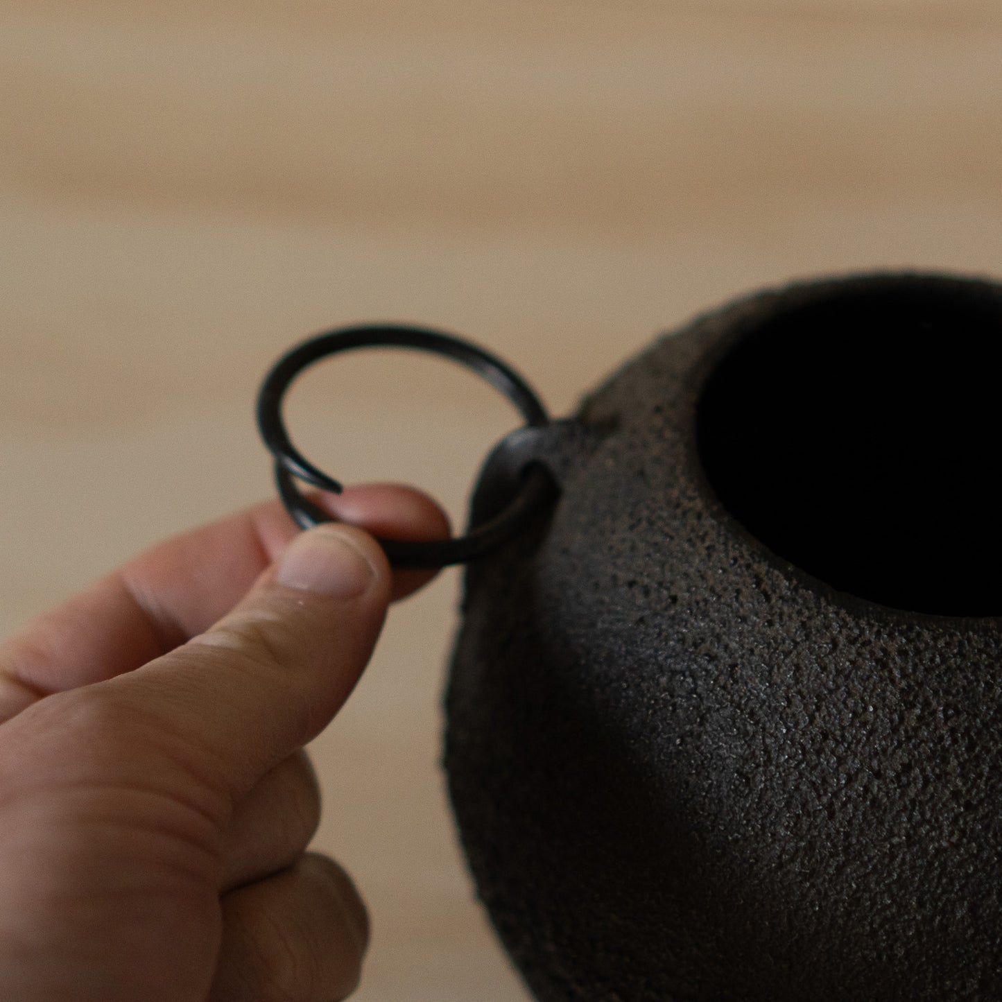 Vintage Japanese Spherical Cast Iron Ikebana Vessel