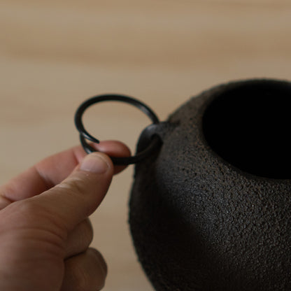 Vintage Japanese Spherical Cast Iron Ikebana Vessel