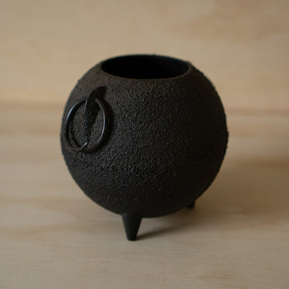 Vintage Japanese Spherical Cast Iron Ikebana Vessel