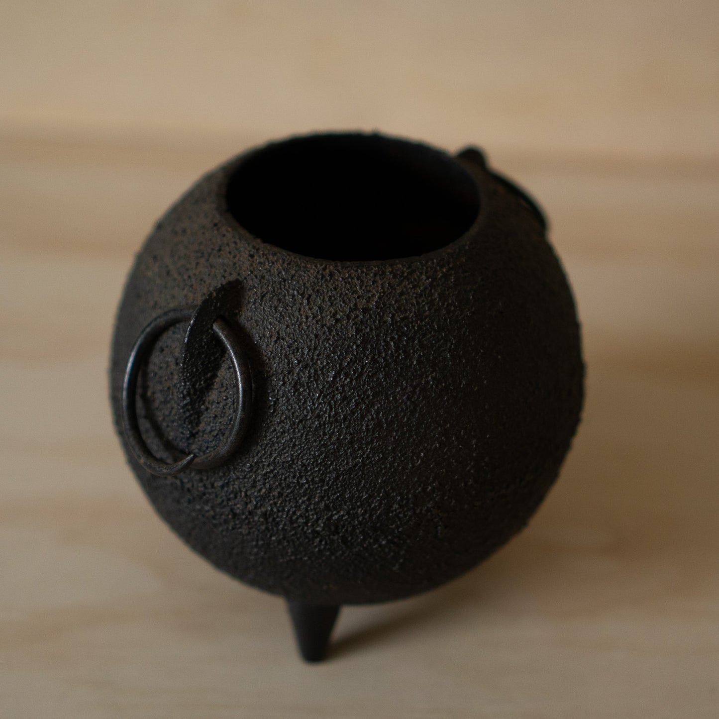 Vintage Japanese Spherical Cast Iron Ikebana Vessel