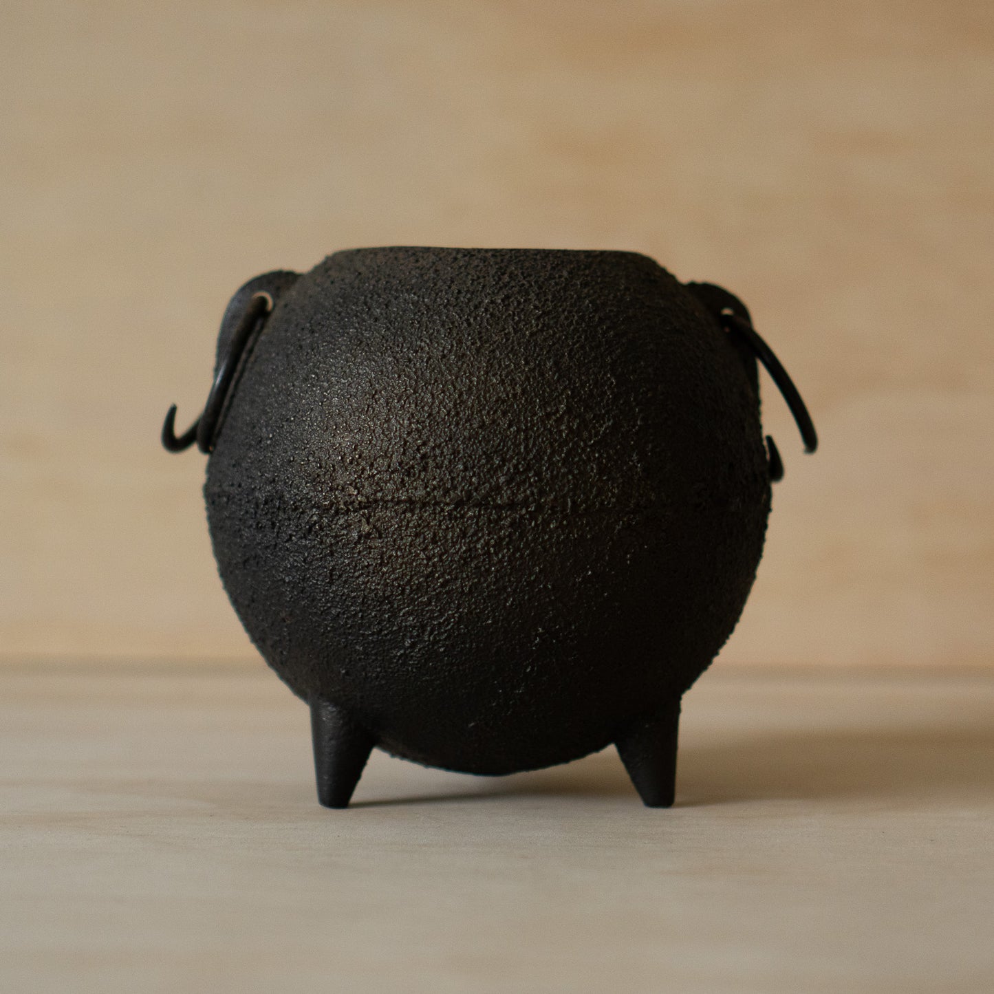 Vintage Japanese Spherical Cast Iron Ikebana Vessel