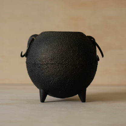 Vintage Japanese Spherical Cast Iron Ikebana Vessel