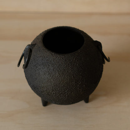 Vintage Japanese Spherical Cast Iron Ikebana Vessel