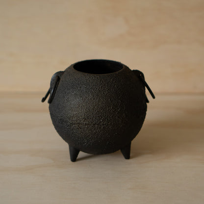 Vintage Japanese Spherical Cast Iron Ikebana Vessel