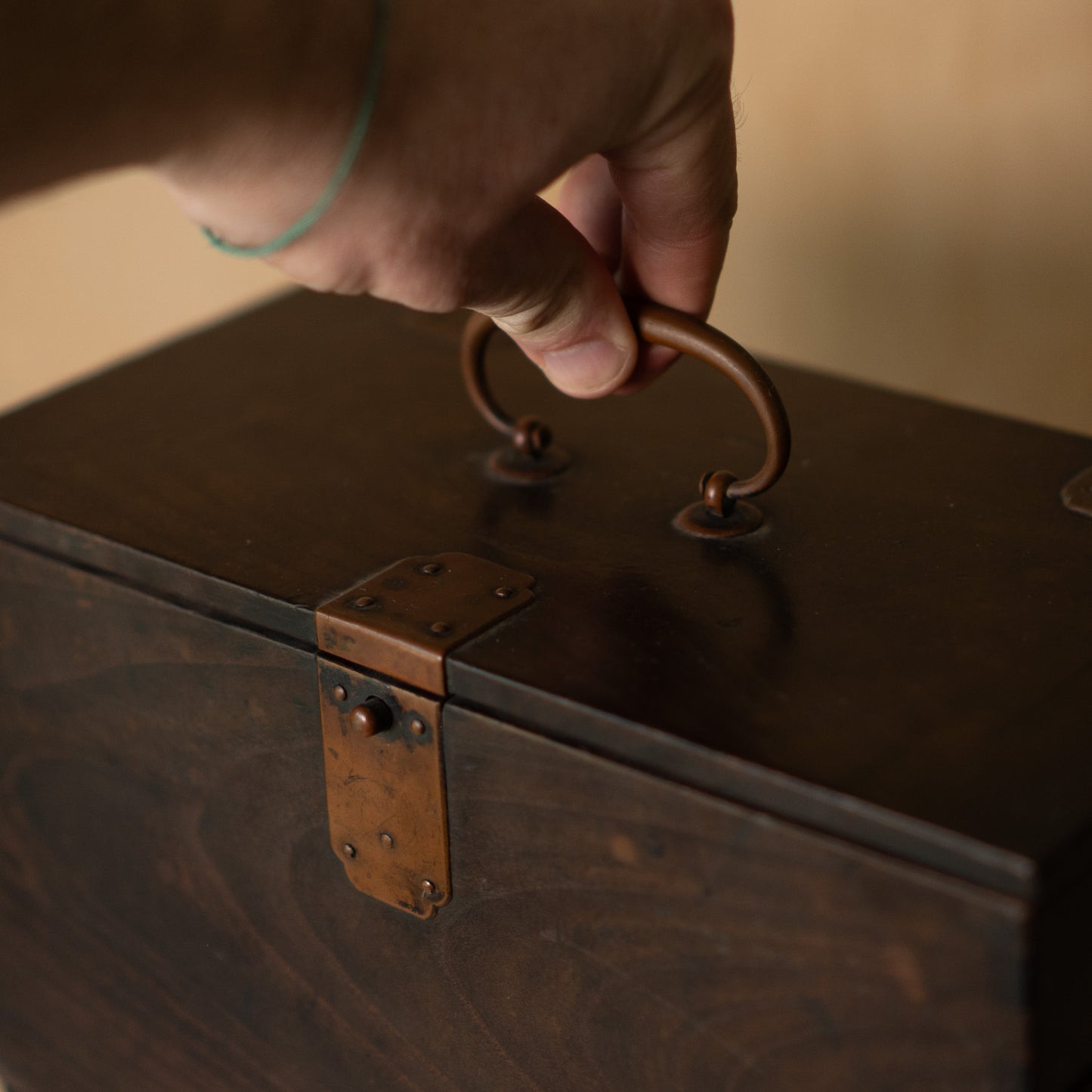 Antique Japanese Chestnut wood Suzuri Bako - Calligraphy box