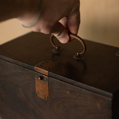 Antique Japanese Chestnut wood Suzuri Bako - Calligraphy box