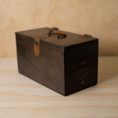 Antique Japanese Chestnut wood Suzuri Bako - Calligraphy box