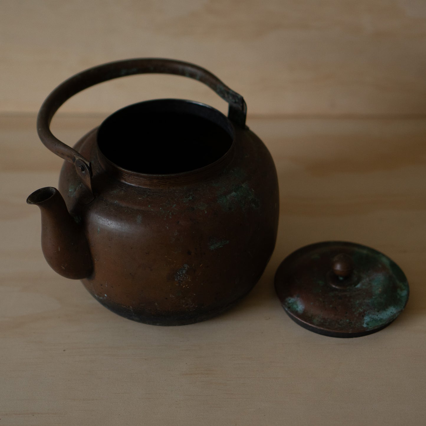 Antique Japanese large copper Tea pot