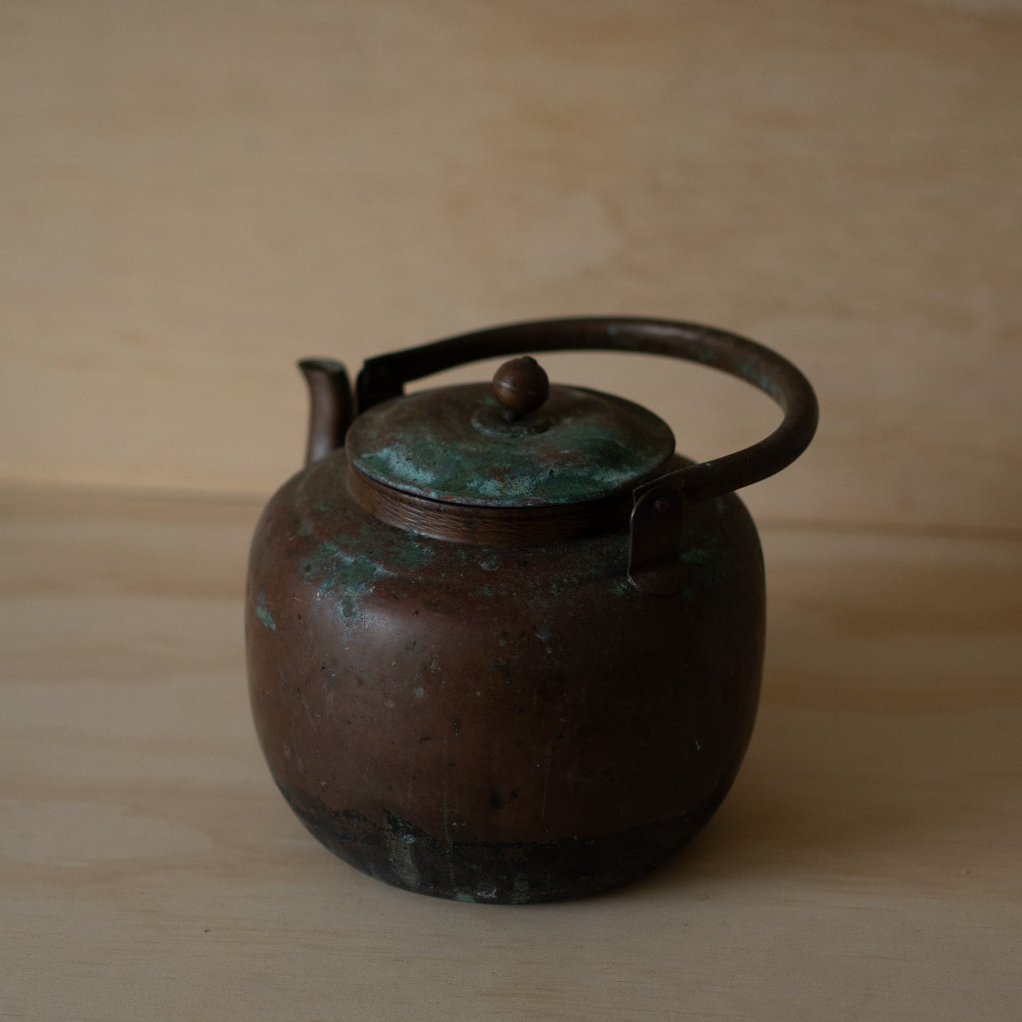 Antique Japanese large copper Tea pot