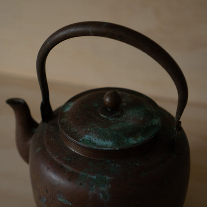 Antique Japanese large copper Tea pot