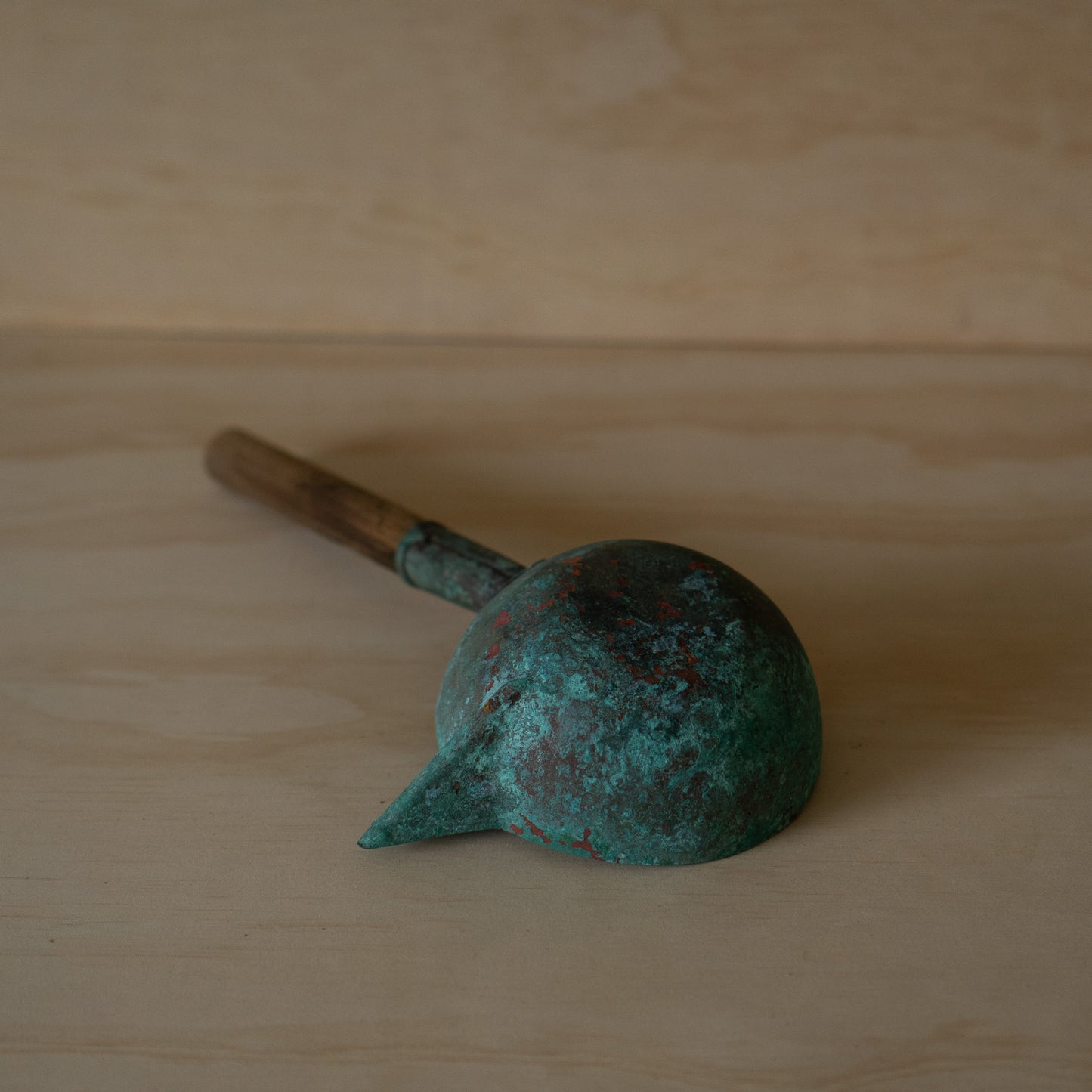 Antique Japanese Patinated Copper Water Ladle with spout