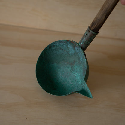 Antique Japanese Patinated Copper Water Ladle with spout
