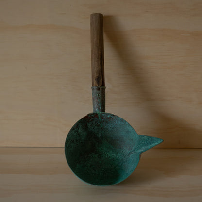 Antique Japanese Patinated Copper Water Ladle with spout