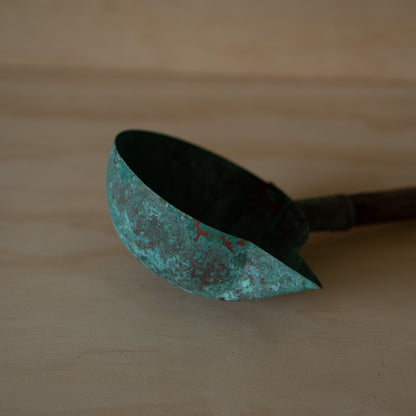 Antique Japanese Patinated Copper Water Ladle with spout