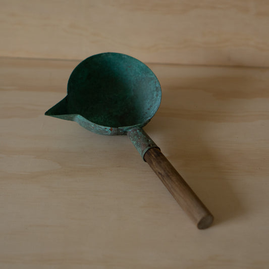Antique Japanese Patinated Copper Water Ladle with spout