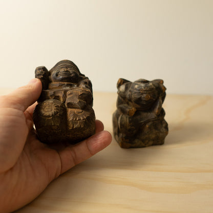 Antique Japanese Carved pair of Daikoku and Ebisu figures -04