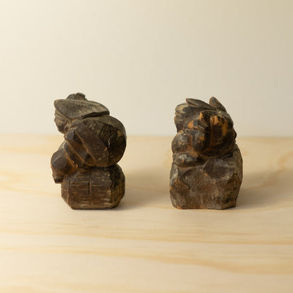 Antique Japanese Carved pair of Daikoku and Ebisu figures -04